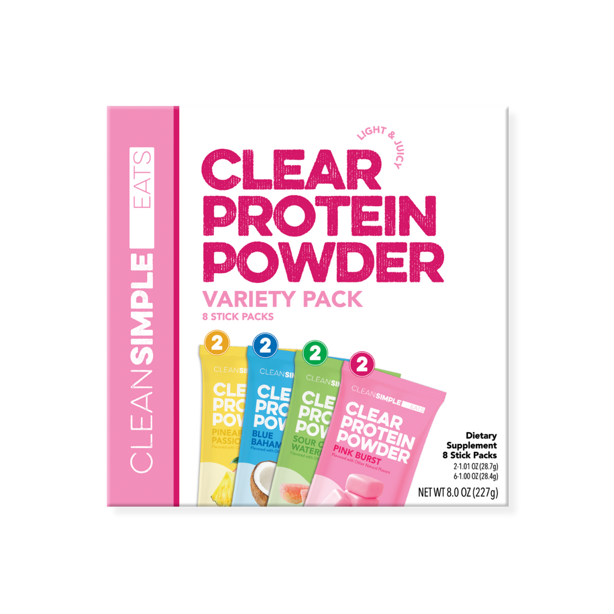 Clear Protein Powder: Variety Pack (8 Single Serving Packs)